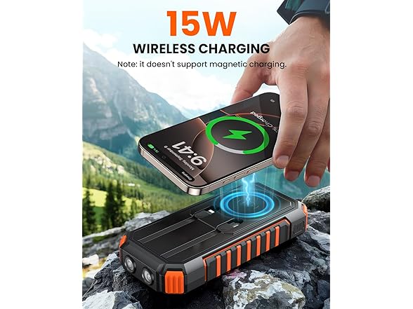 Riapow 27,000mAh Solar Charging Wireless Powerbank