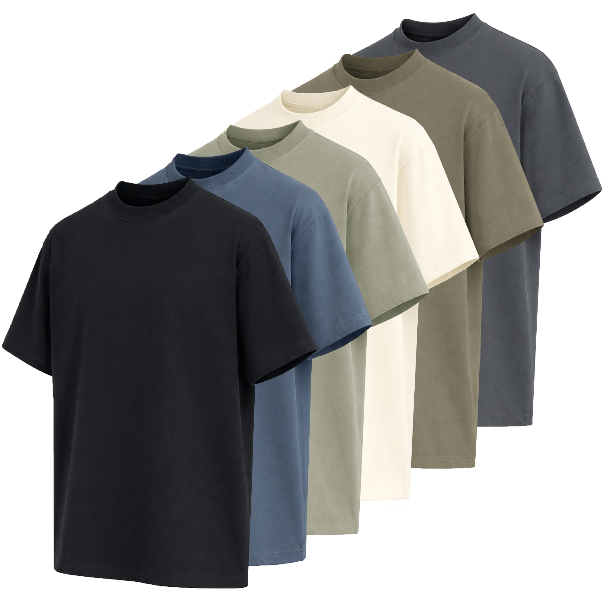 5Pk Mens Oversized Drop Shoulder Tee - Gallery 16