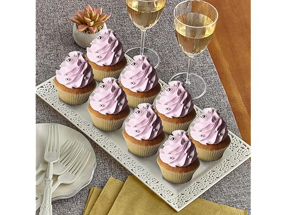 Silver Spoons Elegant Lace Plastic Serving Trays (6 PC)