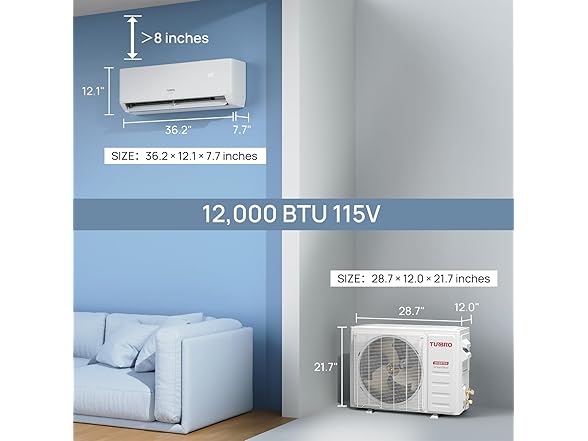 TURBRO 12K BTU Ductless Mini Split Inverter AC