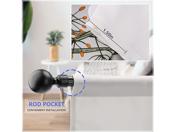 Boho Moon Floral Kitchen Curtains