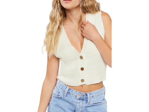 Forever 21 (S) Marled Sweater Vanilla Vest
