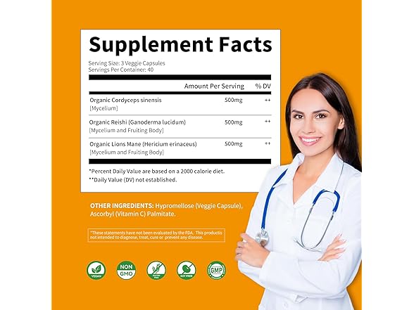 Allcoovita Mushroom Supplement 120 Capsules