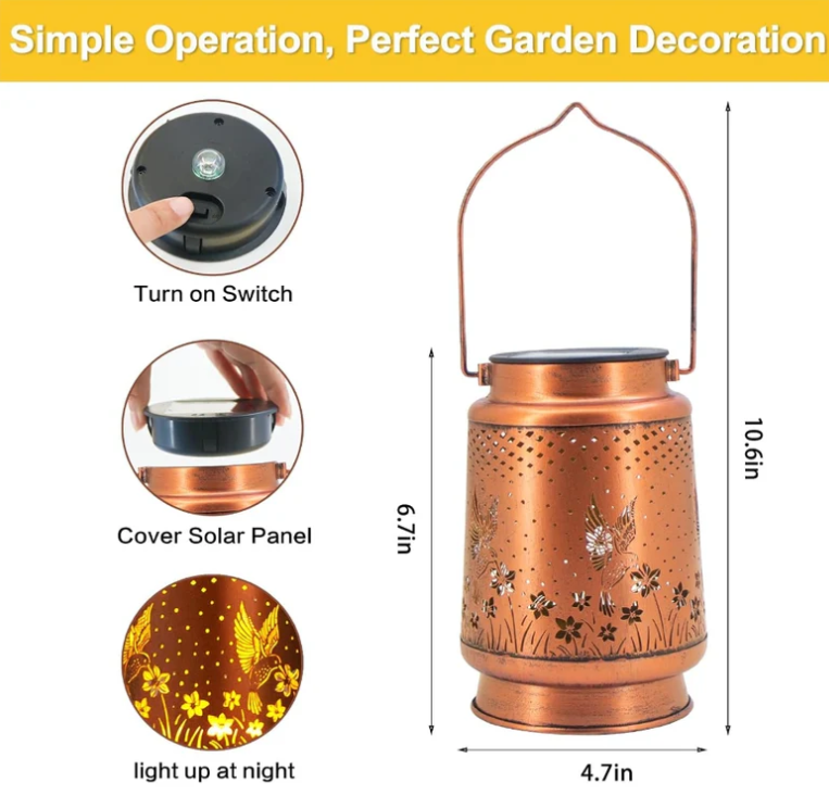 Hakol Hummingbird Solar Lantern Outdoor Hanging - Gallery 11