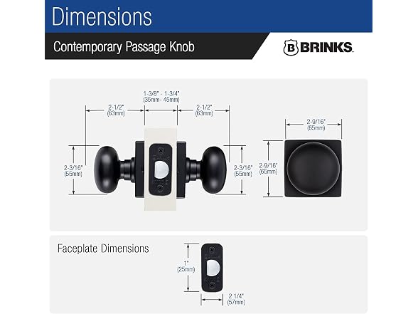 BRINKS Contemporary Passage Ball Knob Black 6pk