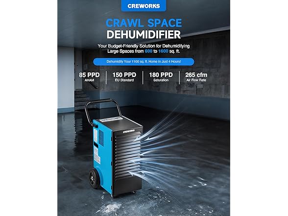 CREWORKS Crawl Space Dehumidifier 180 PPD