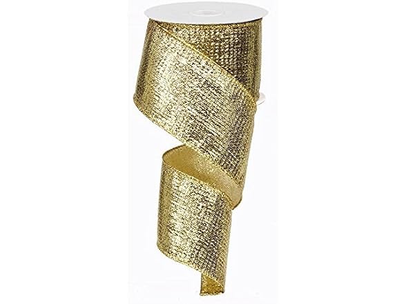 Gold Metallic Lame Wired Ribbon (2.5 Inches