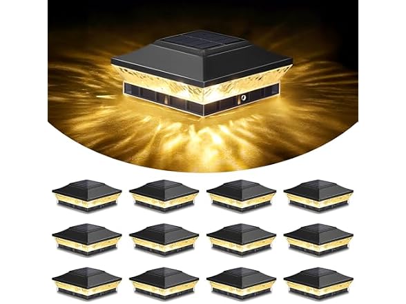 Brightever 4x4 3.5x3.5 Solar Post Cap Lights 12-Pack Black