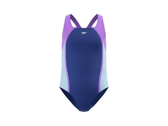 Speedo One-Piece Swimsuit, Mesh Blue (16)
