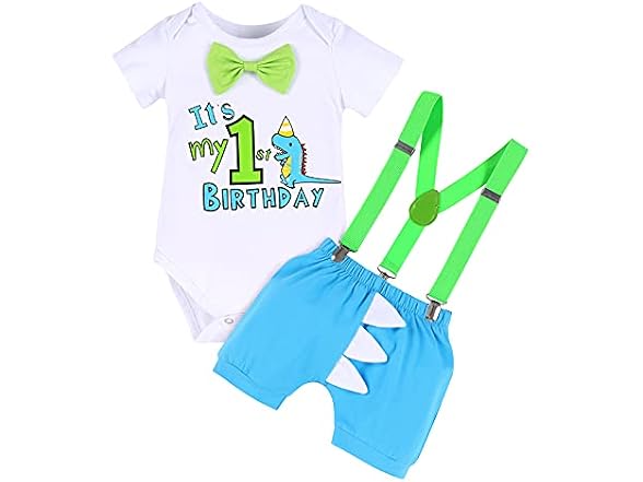 Imekis Boys (12-18 MOS) Dinosaur Outfit Shorts
