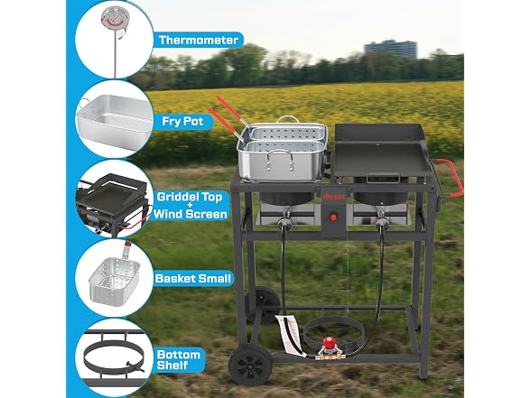 FIRERIOT Deep Fryer Portable Griddle Combo