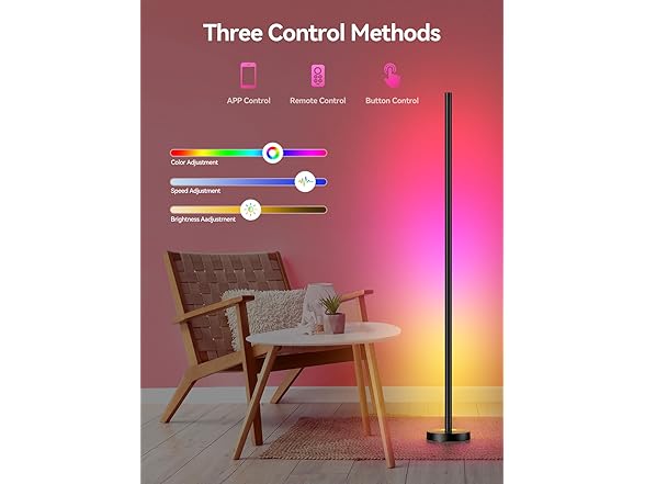 Smart RGBICW LED Corner Floor Lamp