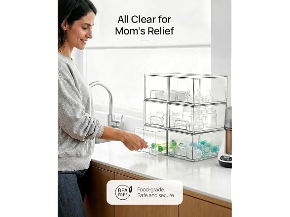 Vtopmart 4 Pack Clear Stackable Storage Drawers