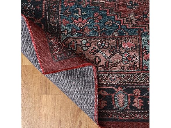 Superior Floral Medallion Washable Rug Cardinal Collection