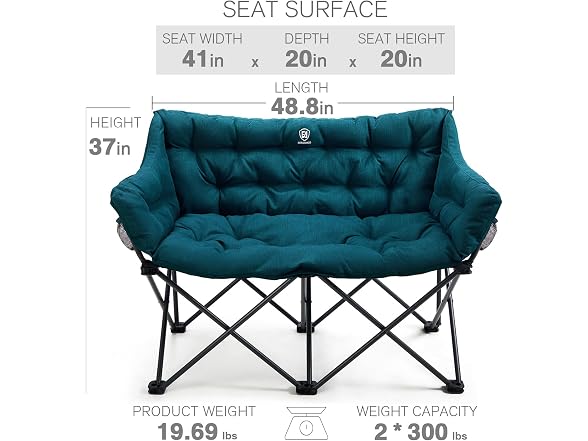 EVER ADVANCED Green Double Camping Chair
