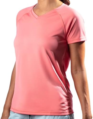Kanu Surf Women's UPF 50+ Short Sleeved Active Swim Shirt Rash Guard & Workout Top, Solid Coral, Small