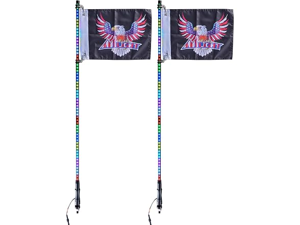 2 PCS 4 FT Whip Light, APP & RF Remote Control