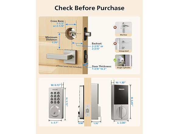 Philips DDL242X-15HW-SNL WiFi Smart Keypad Deadbolt Loc - Gallery 9