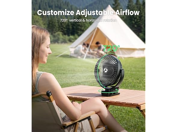 8" Clip on Fan, 20000mAh Rechargeable Fan