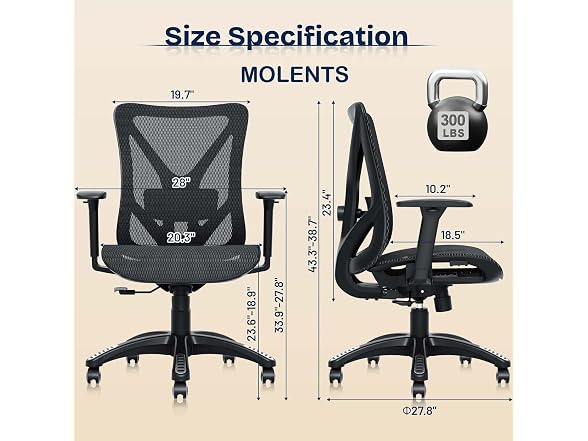 MOLENTS Ergonomic Mesh Office Chair 3D