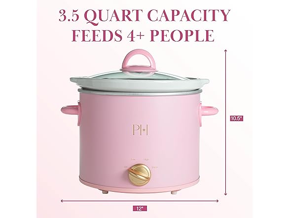 Paris Hilton 3.5-Quart Manual Slow Cooker, Pink
