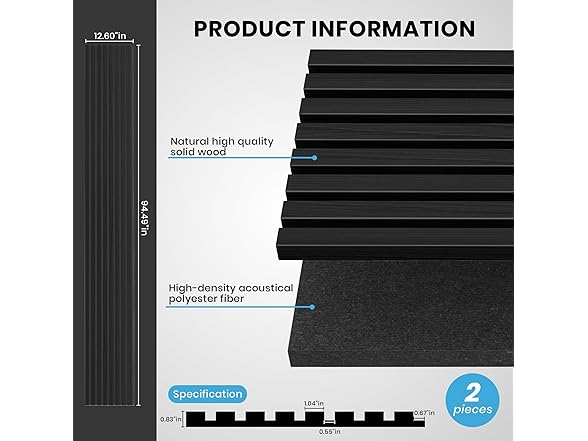 ROOMTEC ROOMTEC 2 Pack Acoustic Solid Wood Wall
