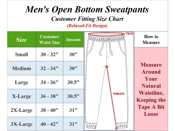 3Pk Mens Open Bottom Sweatpants