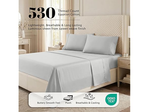 Superior Egyptian Cotton 530 TC Bed Sheet Set