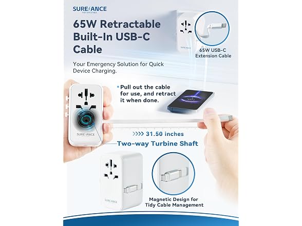SUREANCE 70W Universal Travel Adapter
