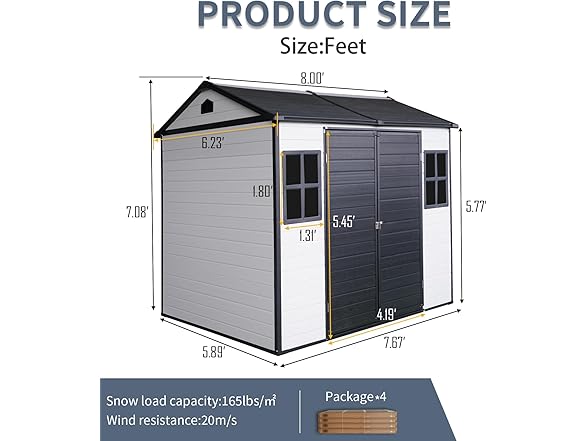 ZENITHLIVING Outdoor Storage Shed, Grey