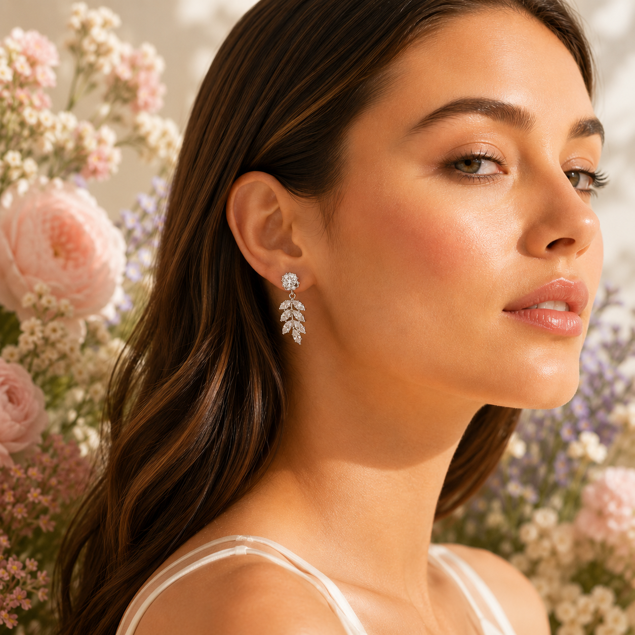 Silver CZ Drop Earrings - Gallery 8