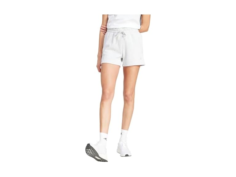 adidas Women's Small Logo Fleece Sportswear Shorts, Light Grey Heather/White, Small