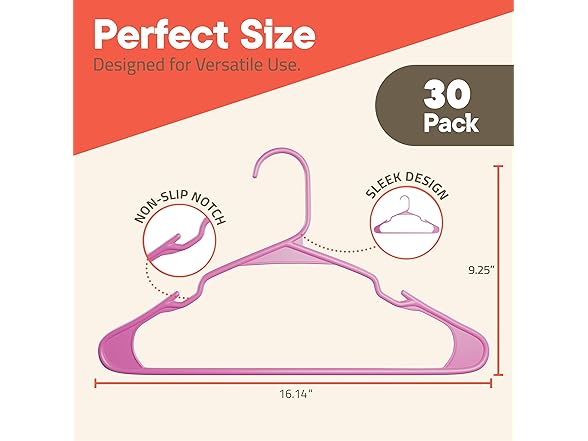 Pink Plastic Hangers 30 Pack