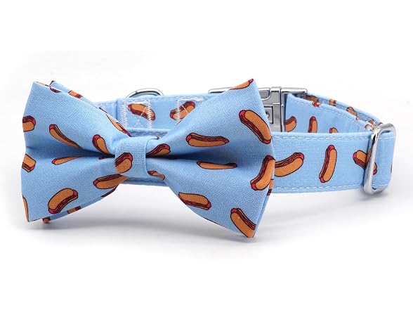 Free Sunday Dog Collar with Bow, Hotdog Dog Bowtie