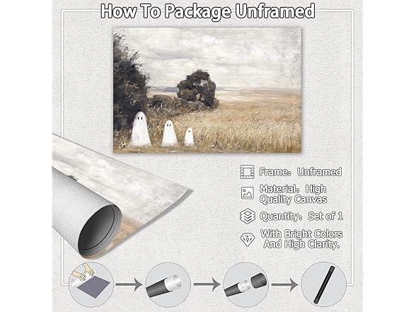 Htdsks Cute Ghost In Haunted Forest Canvas