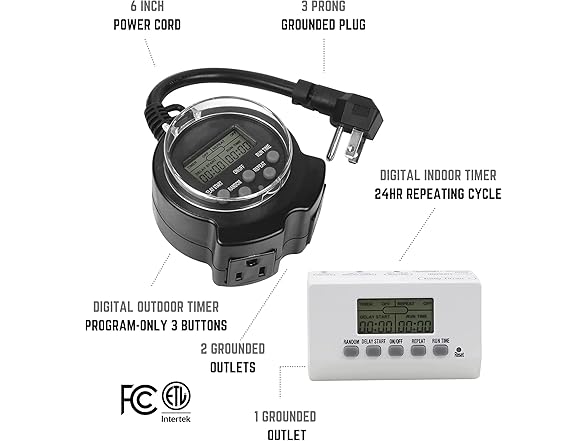 Clear Power 1 Grounded Outlet EZ Digital Timer