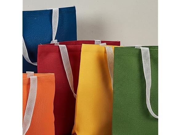 Fun Express Medium Canvas Tote Bag Assortment - 10" x 12" (Pack of 50)