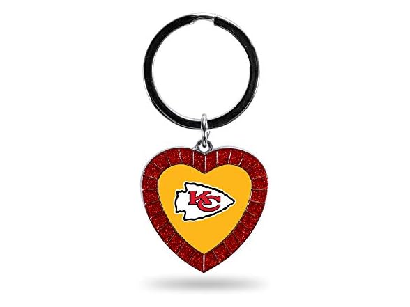 Kansas City Chiefs Rhinestone Heart Keychain