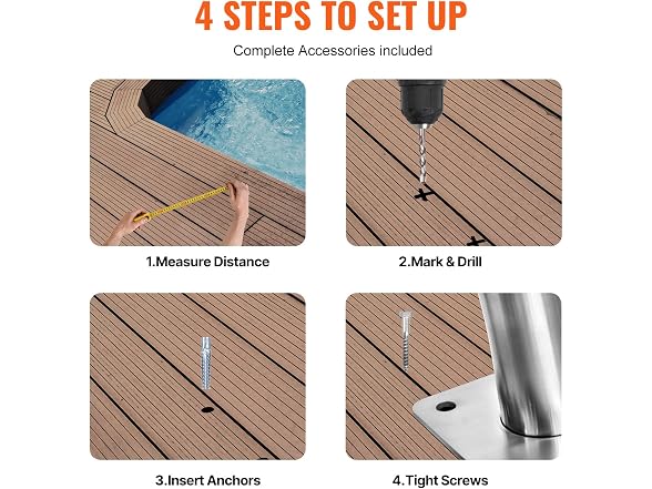 Pool Handrail, 2 PCS 48x36in Railing