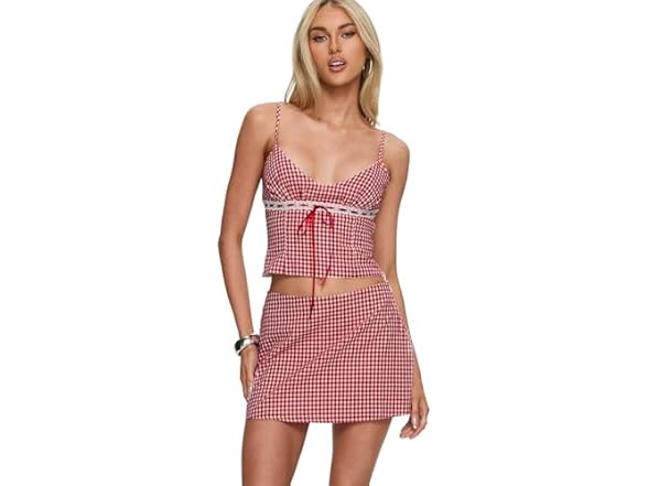 Princess Polly Daydreaming Gingham Crop Set