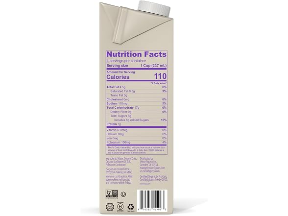 Minor Figures Organic Barista Oat Milk, 