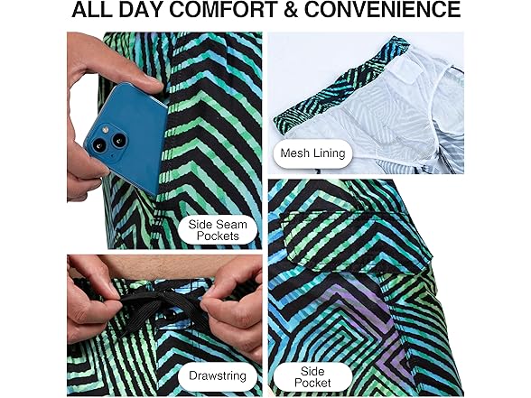 Kanu Surf Men's Black/Green Swim Trunk (M)
