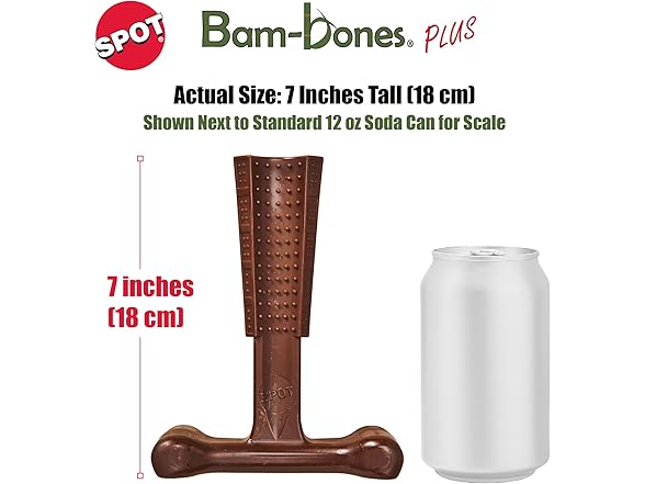 SPOT Bam-Bones Plus T-Bone Dog Chew Toy, 7"