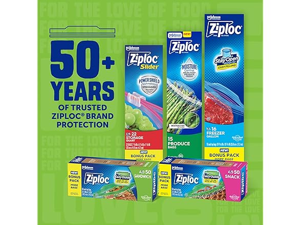Ziploc Sandwich and Snack Bags, 50 Bags Total