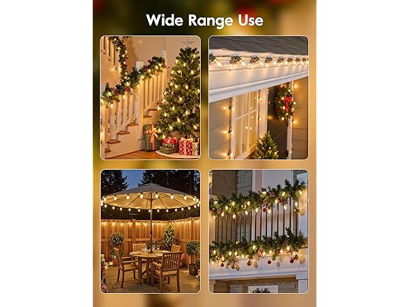 Minetom Vintage C9 LED Christmas Lights Outdoor Warm White, 50ft