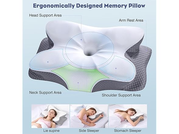FEICO Cervical Neck Pillow - Memory Foam Pillo