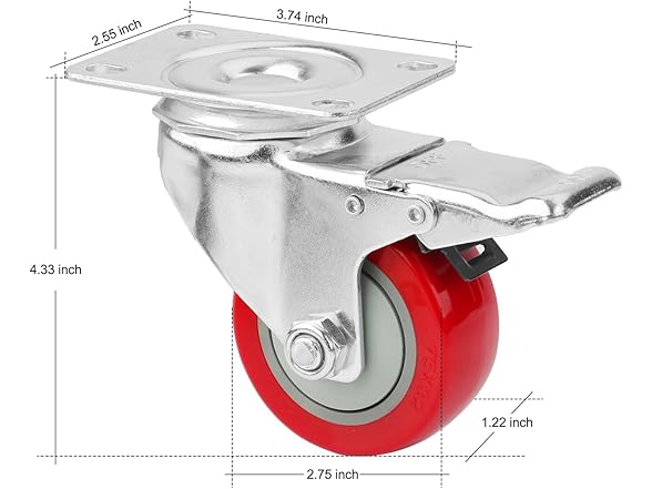 PRITEK  3" Caster Wheels, Heavy Duty