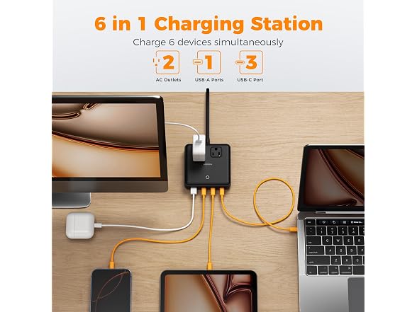 TESSAN Charging Station PD 100W (2 Outlets, 4 USB)