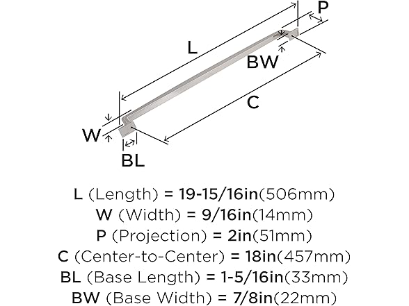 Amerock Westerly Pull, 18", Nickel