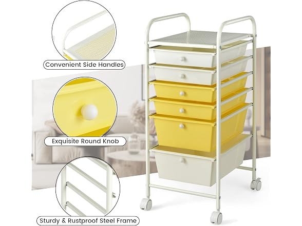 CLEEMAN 6-Tier Rolling Cart with Drawers